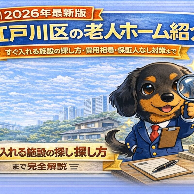 江戸川区で老人ホームをお探しの方へ。すぐ入れる施設の探し方、費用相場、保証人なしの対処法までプロが解説。施設紹介・身元保証・不動産売却までワンストップ対応。