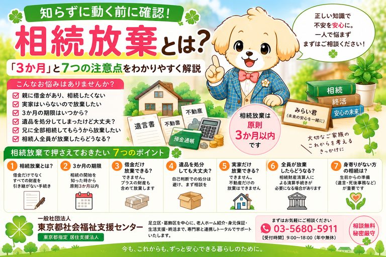 相続放棄とは｜3か月の期限・親の借金・不要な実家・遺品整理・残置物処理・全員が放棄した場合を解説