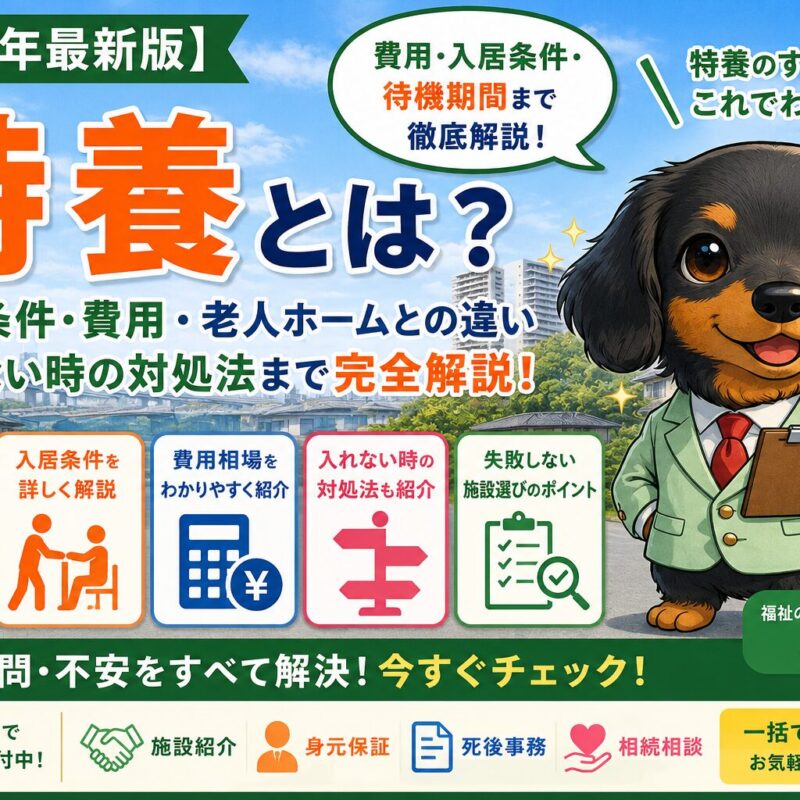 特養とは？入居条件・費用・老人ホームとの違い・入れない時の対処法まで完全解説